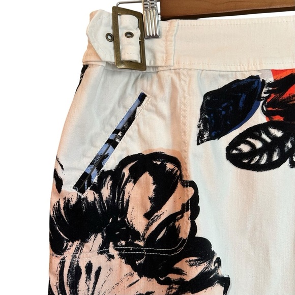 Anthropologie Maeve Women's Floral Buckle Pencil Skirt White/Multi Size 10 - Picture 4 of 10